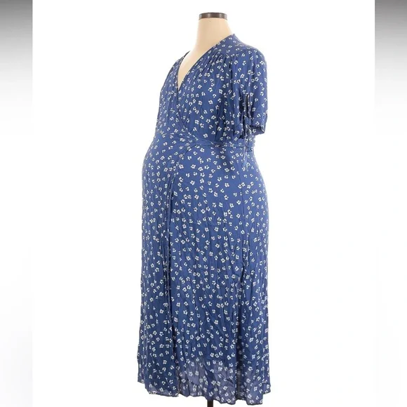 Seraphine Bessie Maternity Midi Wrap Dress Blue Women's Size 16 - Picture 5 of 7